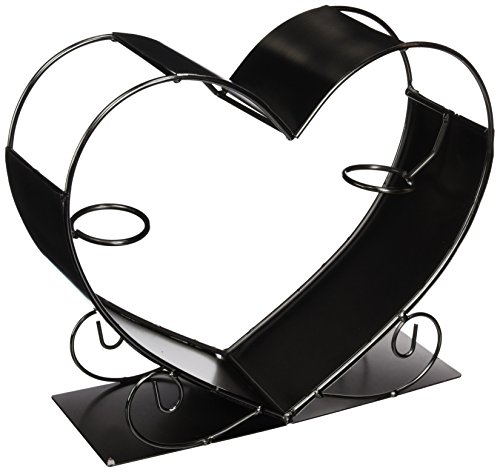 WINE BODIES Big Heart Metal Wine Bottle Holder, Charcoal
