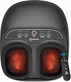 COMFIER Massageador De Pés Shiatsu Com Aquecimento, Aparelho Para Fascite Plantar E Neuropatia, Presentes Ele/Ela, Controle Remoto, Função Pausa, Tamanho Masculino 13, Massagem