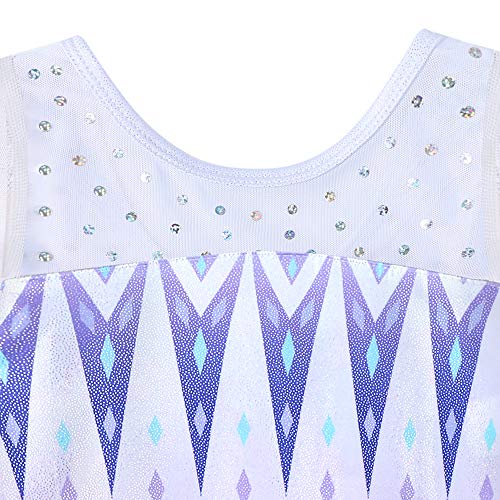 Image of HOZIY Leotards for Girls Gymnastics Kids Children Biketard Snowflake Ribbon Blue Purple Hot Pink Sparkle