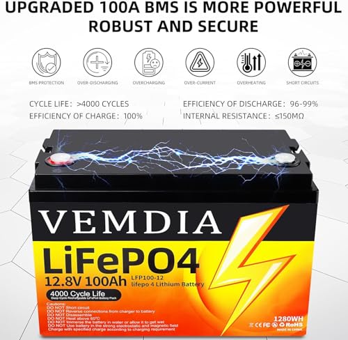Image of 12V 100Ah LiFePO4 Battery, Group 31 Deep Cycles Lithium Battery