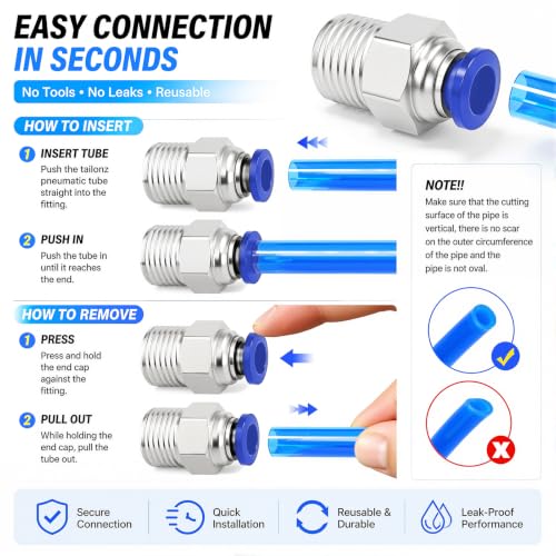Image of mxuteuk 10PCS 8mm OD x 1 /4 inch NPT Male Straight Push to Connect Fitting