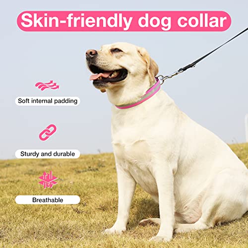 Masbrill Reflective Dog Collar-Adjustable Nylon Pet Collar-Soft Neoprene Padded Dog Collar For Puppy Small Medium Large Dogs(Pink,S) #TOP5