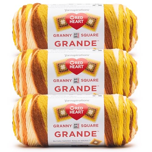 Image of Red Heart Granny Square Grande Yarn for Crocheting, Humdinger, 3-Pack
