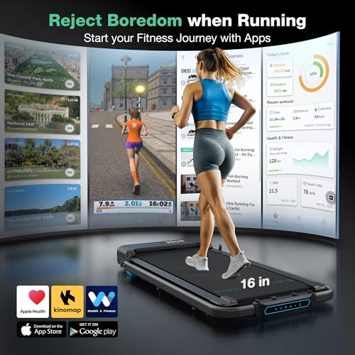 Image of Walking Pad Treadmill with Incline, 6 in 1 Foldable Treadmill Walking Pad with Handle Bar for Home /Office, 3.0HP Compact Under Desk Treadmills, 320LBS Capacity, App, LED Display