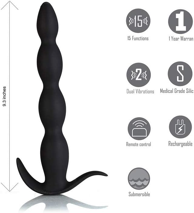 Maia Toys Mason 15-Function Remote Control Rechargeable Anal Butt Plug Dildo