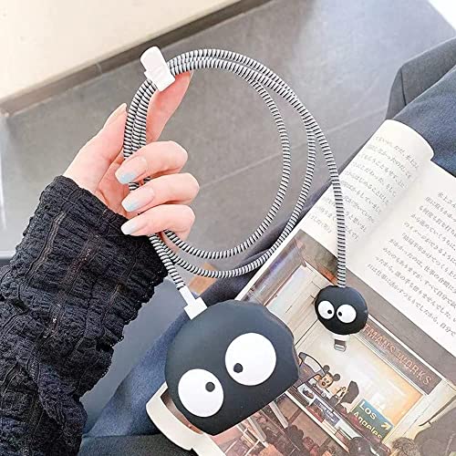 Image of Meyaar Silicone Protective Case for Apple 20W & 18W iPhone USB-C Power Adapter Charger and for USB Lightning Cable, 3D Cartoon Case for iPhone Charger 18W /20W Only (Funny Bhoot (Black))