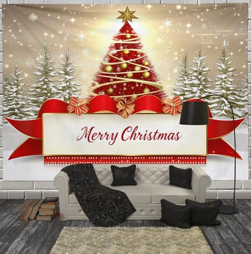 Toile de fond sapin de Noël tapisserie murale 3D pour rideau et fête dortoir