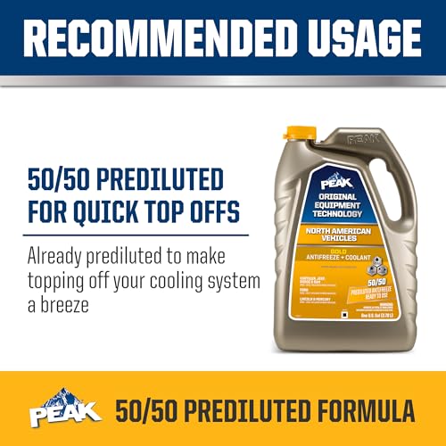 Image of PEAK OET Extended Life Gold 50 /50 Prediluted Antifreeze /Coolant for North American Vehicles, 1 Gal. (Pack of 2)