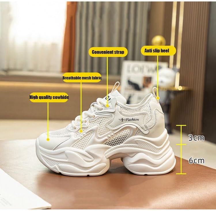 Women's Orthopedic Sneakers Comfortable Breathable Mesh Walking Shoes with Arch Support,Fashion Non-Slip Lace-Up Platform Chunky Height Increasing Dad Shoes - Image 2