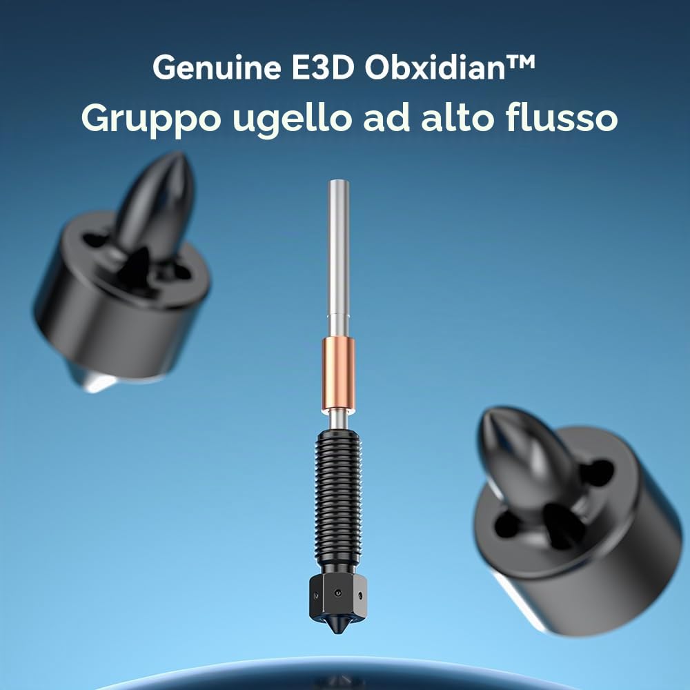 Creality Set di ugelli E3D Obxidian™ High Flow 0,4 mm, smontaggio e montaggio rapidi, stampa ad alta flusso, design multi-runner, aggiornamento del materiale, adatto per K1 (2024)//K1 Max (2024)/K1C