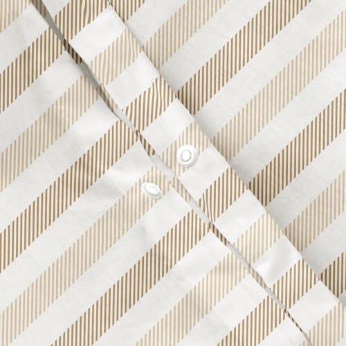 Parure de lit 180 cm 100 % coton rayures taupe avec taies 50x95 - 6