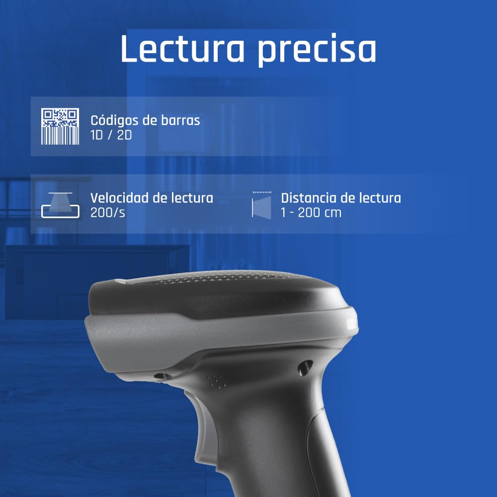 iggual Lector código barras 2D Bluetooth 2.4G base