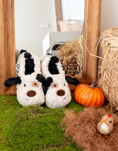 Dog Slippers for Women Men,Cute Fluffy Animal Slippers,Dalmatian Cotton Shoes,Warm Winter Wear Home Cozy Furry Soft Indoor Kawaii Shoes2