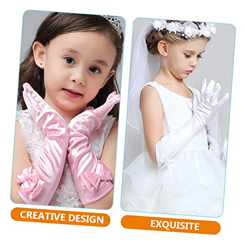 6pairs Satin Bowknot Gloves for Flower Girl Dress-up Elegant Boy Girl Costume Accessories for Weddings Ballet and Parties3