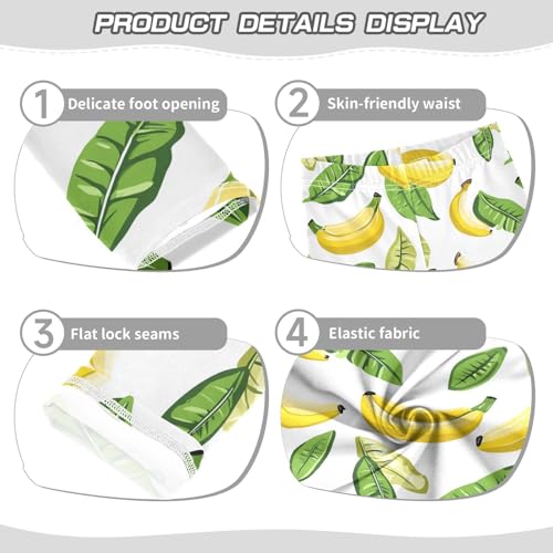 Wusikd Bananas Leaves Girls' Leggings Toddler Doodles Kids Yoga Pants Dance Active Tights 4T3
