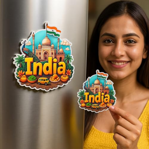 Image of Naxon India Fridge Magnet Souvenir | Decorative Kitchen & Home Decor | Travel Collectible Gift | Indian Culture Souvenir for Friends & Family | Strong Magnetic Fridge Sticker | Pack of 1