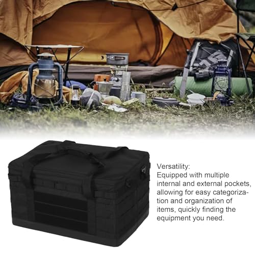 XHTLLO 60L Camping Storage Bag with Removable Dividers, Waterproof Black Storage Bag for Camping Cookware, Anti-Slip Design Travel-Friendly Camping Gear Storage Bag3