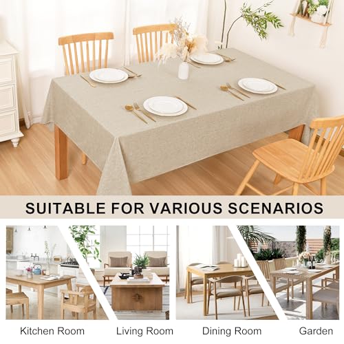 Nappe de table beige lavable pour salle à manger et extérieur
