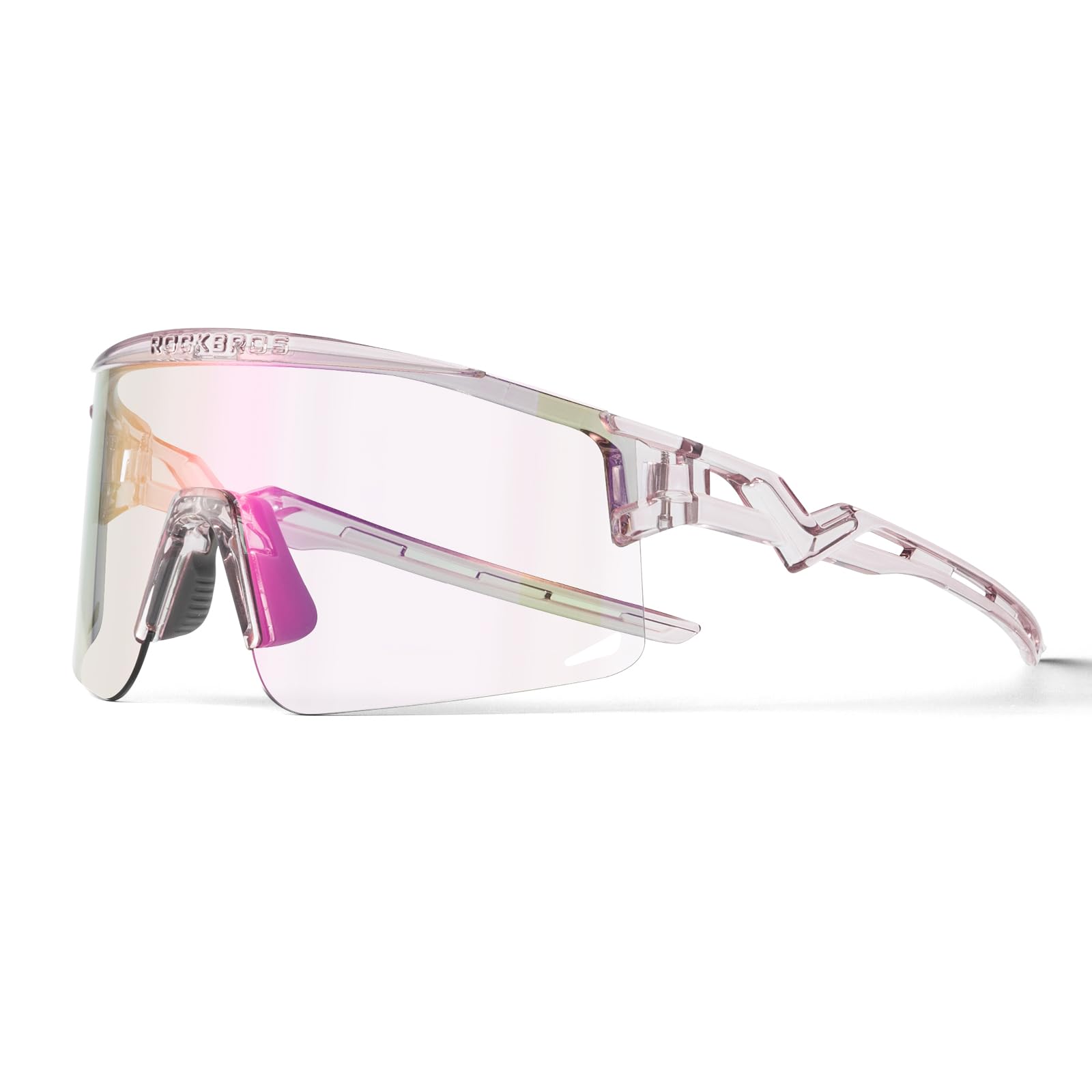 ROCKBROS Cycling Glasses, Photochromic Polarized Bicycle Sunglasses, Sports Sunglasses, MTB Glasses for Bike, Running, Fishing, Men and Women Purple Frame/Photochromic Lenses