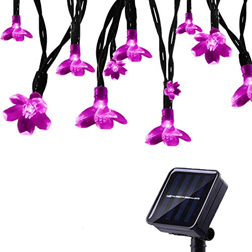 Tuokay Guirlande Solaire Extérieure avec Fleur, 7M 50 LED Guirlande Lumineuse Solaire Etanche, 8 modes d'éclairage Lampe Décoratives pour Jardin Gazebo...