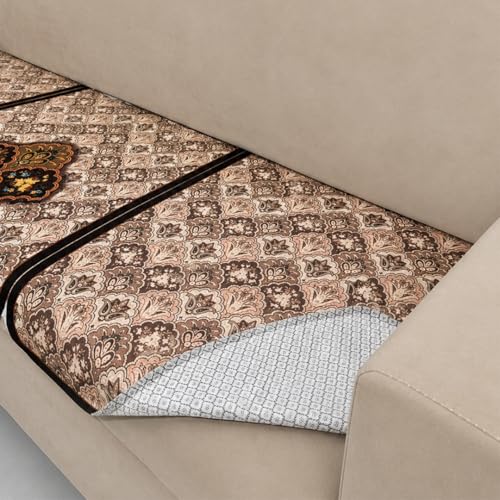 Image of Homerz Premium 'Maharaja Paradise Series' Sofa Cover | Net Fabric Sofa Cover | Washable, Anti-Dust Backed & Wrinkle Resistant Cover (Noor Mahal, 5 (3+1+1) Seater, Only Seat Cover)