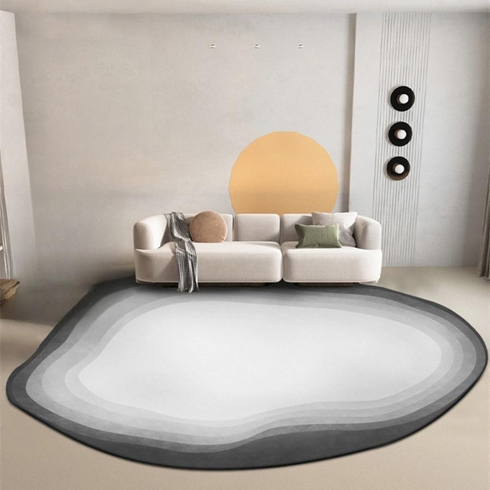 Miękki pluszowy dywan - duży 200 x 300 cm przytulny dywan do salonu do wystroju domu, nowoczesny design, nieregularny owalny kształt