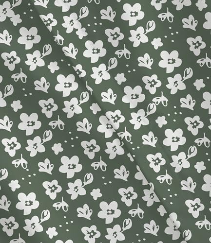 Image of Duvet Cover Full Size - Floral Duvet Cover Set - 3 Piece - Green Meadow | Soft Floral Duvet Cover 80 x 90 with 2 Pillow Shams, Comfy Floral Bedding Set, Hotel Luxury with Zipper Closures & Ties