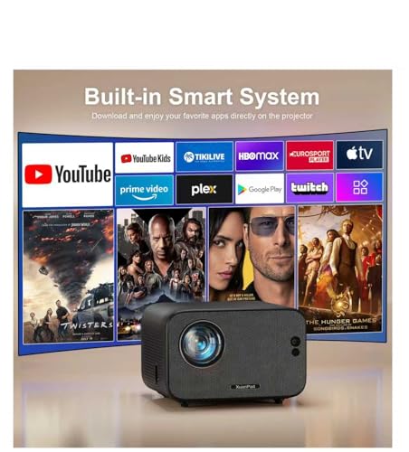 Image of 【Lig Black Projector & Built-in Apps】 XuanPad Mini Projector with Wi-Fi and Bluetooth, Full HD 1080P Smart Portable Projector with 210 Stand, Auto Vertical Keystone, Compatible with HDMI /USB /TV Stick
