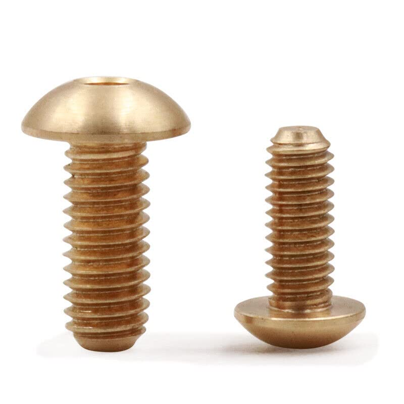Brass Allen Hex Socket Button Head Screws Hexagon Bolts M2/M3/M4/M5/M6/M8/M10 (M3-0.5 x 14mm, 50pcs)