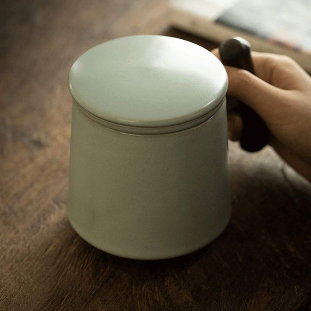 Kaffee-Becher Keramiktasse mit Deckel Tee und Wasser Trennkapazität Becher Camping wiederverwendbar und tragbarer Kaffeetasse for Büro und Haus 450ml (Color : A)
