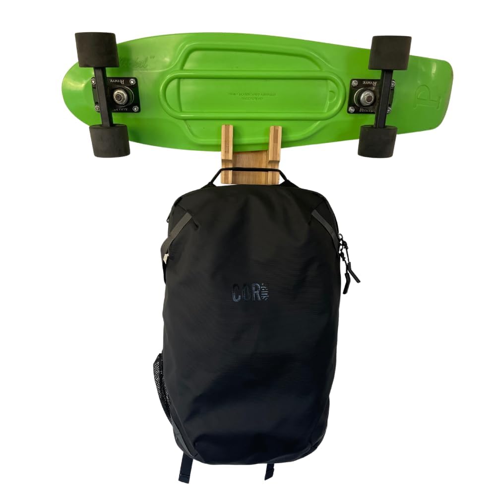 COR Surf Soporte de pared para monopatín y snowboard de bambú con gancho