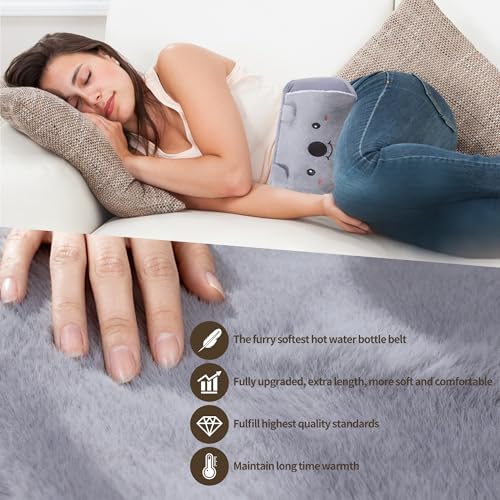 Dibikou Hot Water Bottle Belt, 1L wrap Around Wearable 3 in 1 Hot Water Bag with 130 cm Long Soft Waist Cover, PVC Koala Hot Water Bottle Strap for Neck, Shoulder, Back, Legs Warm and Period Relief - Image 6