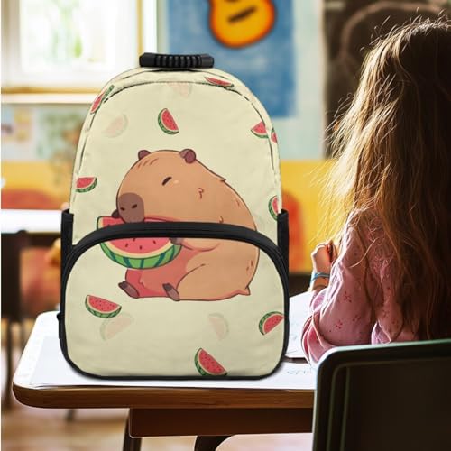 3 in 1 Backpack for Boys Girls,Capybara Print Kids'Backpack with Lunch Box Set for Boys and Girls 15 inch Backpack with Lunch Box and Pencil Case Casual Daypack for Students2
