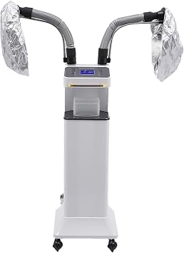 Freestanding Multifunctional Nano Hair Steamer Micro Mist Ozone Oil Treatment Dyeing Machine with 2 Steam Caps Hooded Hair Care Processor 2 Telescopic Tubes Time/Temp Control for Salon Barber Shop SPA