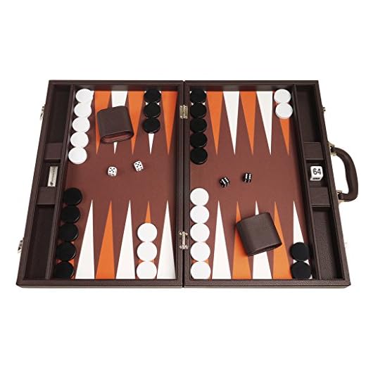19-inch Premium Backgammon Set - Dark Brown Board