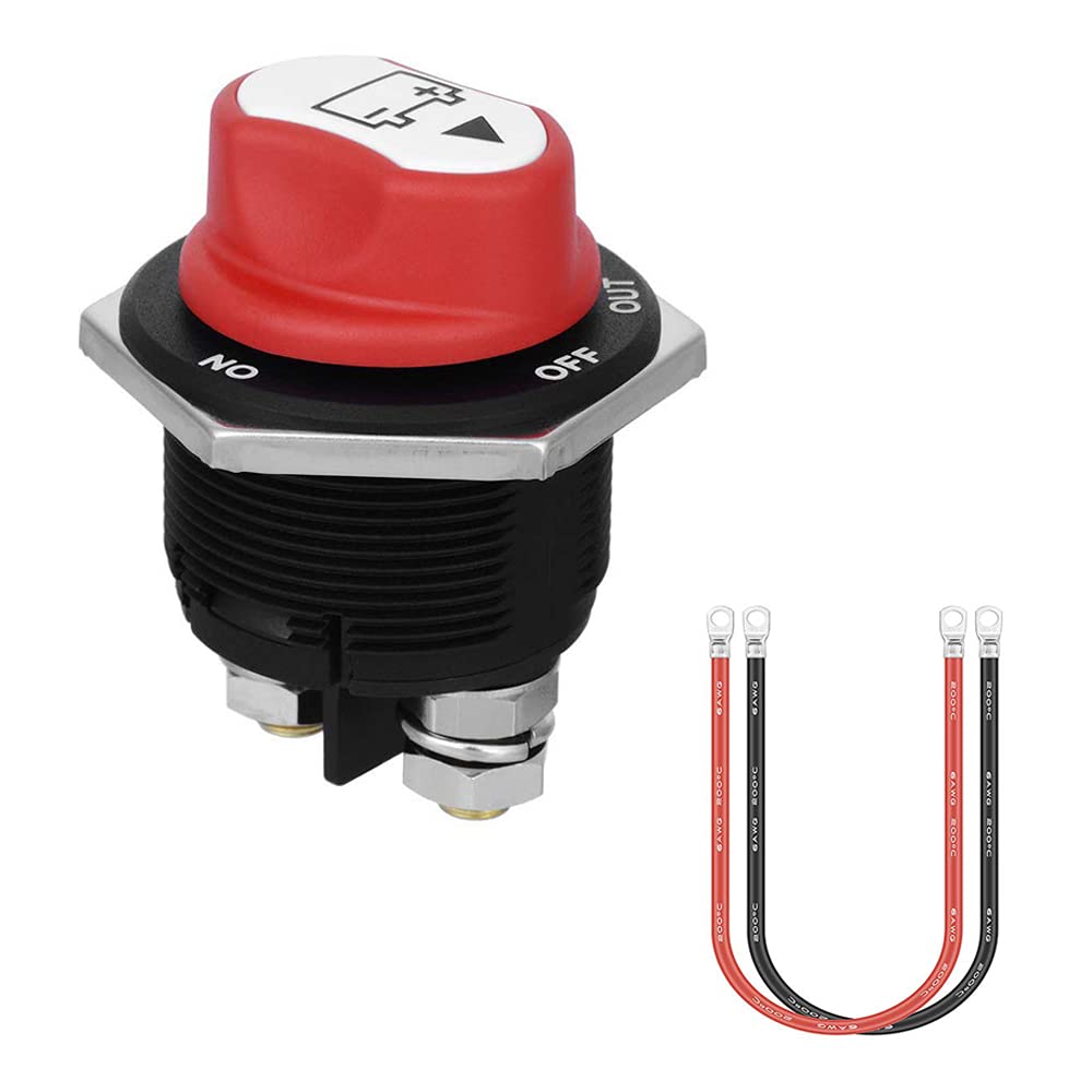 interrupteur de batterie 12 V 200a avec câble 6awg 50cm isolateur batterie on-off-out pour Marine Boat Caravan Car Vehicles