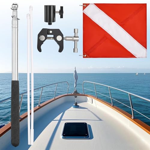 MOPHOEXII Dive Flag with Adjustable Stability Flag Pole,Diver Down Flag