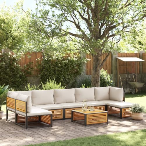 Vetnasa Set de sofás de jardín con Cojines 8 pzas Madera Maciza Acacia Mobiliario, Muebles de jardín, Conjuntos de jardín Marrón 110,8 KG