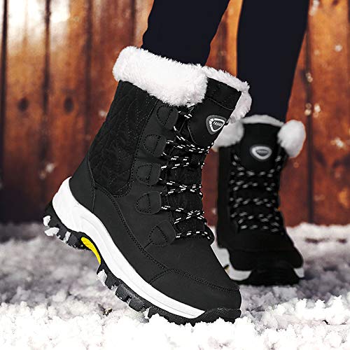 Womens Snow Boots - Warm Fur-Lined Mid Calf Ankle Booties, Anti-Slip, Lightweight,Waterproof Cold-Resistant Outdoor Walking Shoes for Hiking & Everyday Comfort3