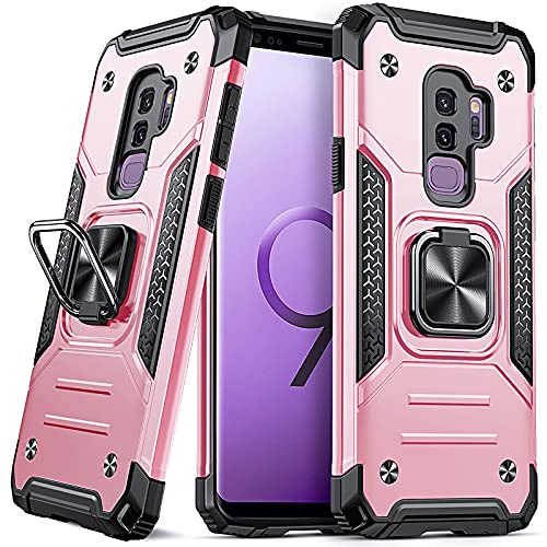 Etui Galaxy S9 Plus antichoc rose gold avec support magnétique de voiture
