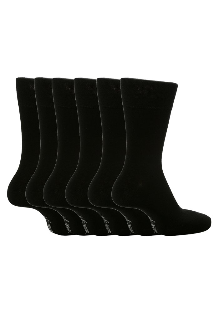 6 pairs Mens SockShop Cotton Gentle Grip Big Foot Socks, Size 12-14 uk 46-50 eur See Various (6 x RG51 Black)