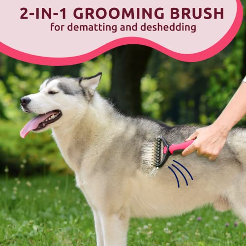 Pat Your Pet Deshedding Brush - Double-Sided Undercoat Rake For Dogs & Cats thumb #1