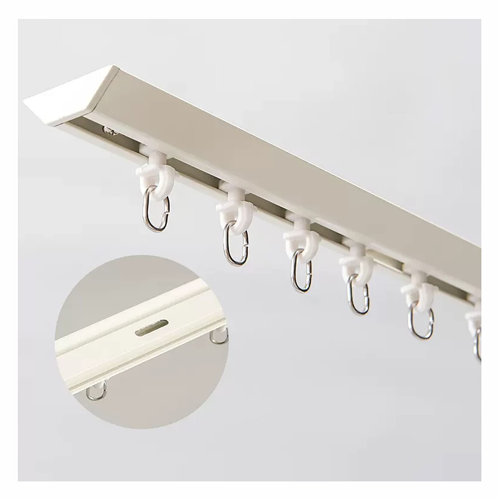 Sistema de riel para puerta corredera de aluminio ultrafino de 4 a 20 pies, perfecto para puertas de apertura interior en sala de estar, patio, balcón, elegante diseño blanco para espacios modernos