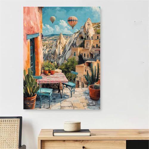 Peinture par numéro adulte paysage de ville kit complet toile 40x50 cm avec pinceaux