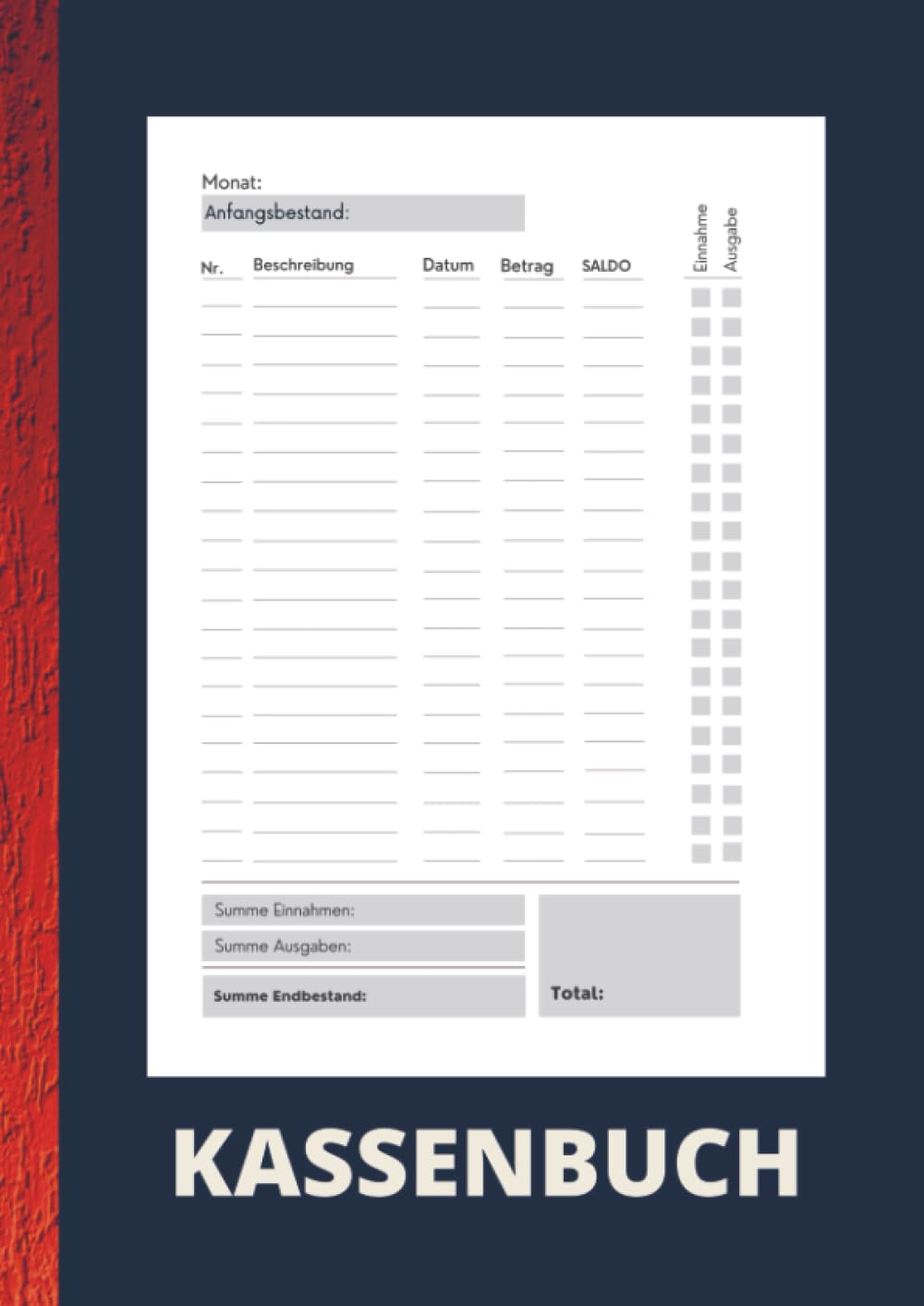 Kassenbuch A4 Blau- Über 2000 Einträge ohne Mwst. Kassenbuch Kleinunternehmer, Einzelunternehmer, Selbständige und Vereine: Einfaches Einnahmen und Ausgaben Buch. Auch als Haushaltsbuch geeignet.