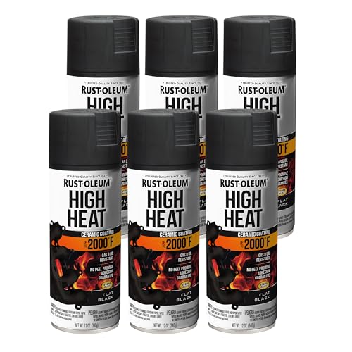 Rust-Oleum 248903-6PK Automotive High Heat Spray Paint, 12 oz, Flat Black, 6 Pack