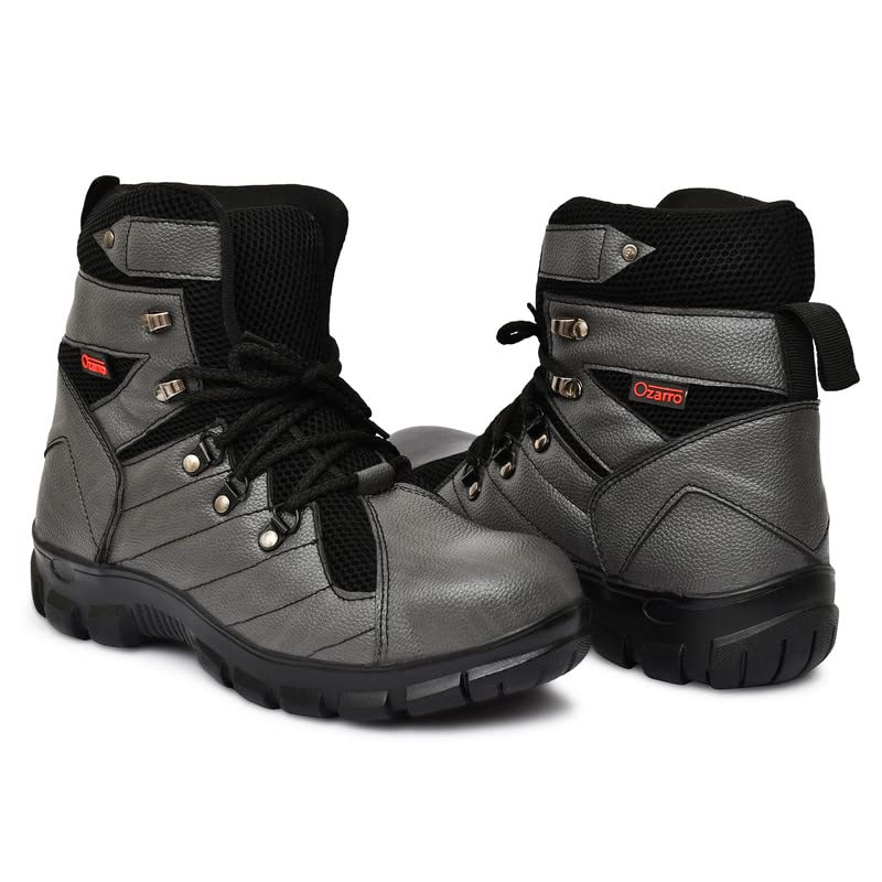 Image of Ozarro Grey Genuine Leather Steel Toe Safety Shoes (S4443)