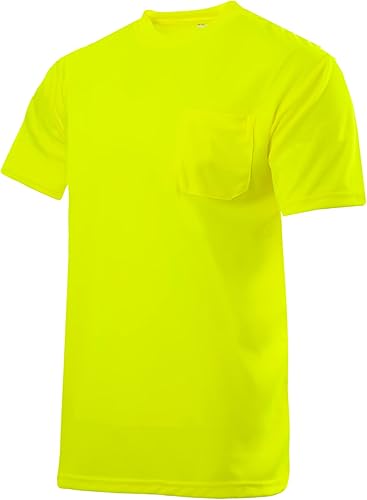 Miniatura 6 de JORESTECH Camiseta de trabajo de manga corta naranja o amarilla de alta visibilidad con bolsillo en el pecho, tela que absorbe la humedad