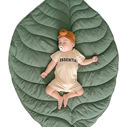 SOONHUA Cotton Baby Play Mat, 42.1x56.3 Inch Leaf Shape Floor Cushion for Kid Baby Infant Room Decoration, Nursery Rug for Photo Studio Prop