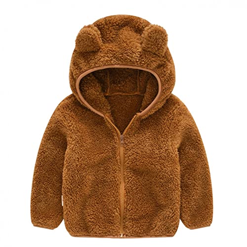 Toddler Boys Girls Faux Fleece Jacket Coats Hoodies with Bear Ears Fall Winter Zip Up Jacket Kids Coat Outwear 1-5 Years